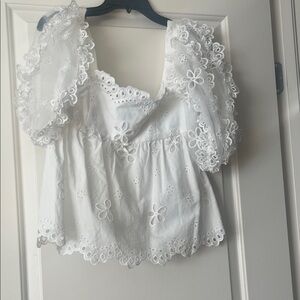 Romantic For Love & Lemons eyelet blouse in crisp white 🤍